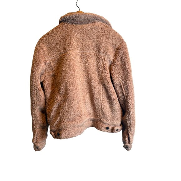 Bershka Womens Sherpa Fleece Jacket Button Closures Blush Pink Size M/L - Picture 5 of 8